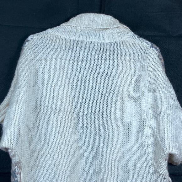 Old Navy Womens Sweater Cream Aztec Open Front Knit Short Sleeve Wool Blend S - Picture 11 of 12